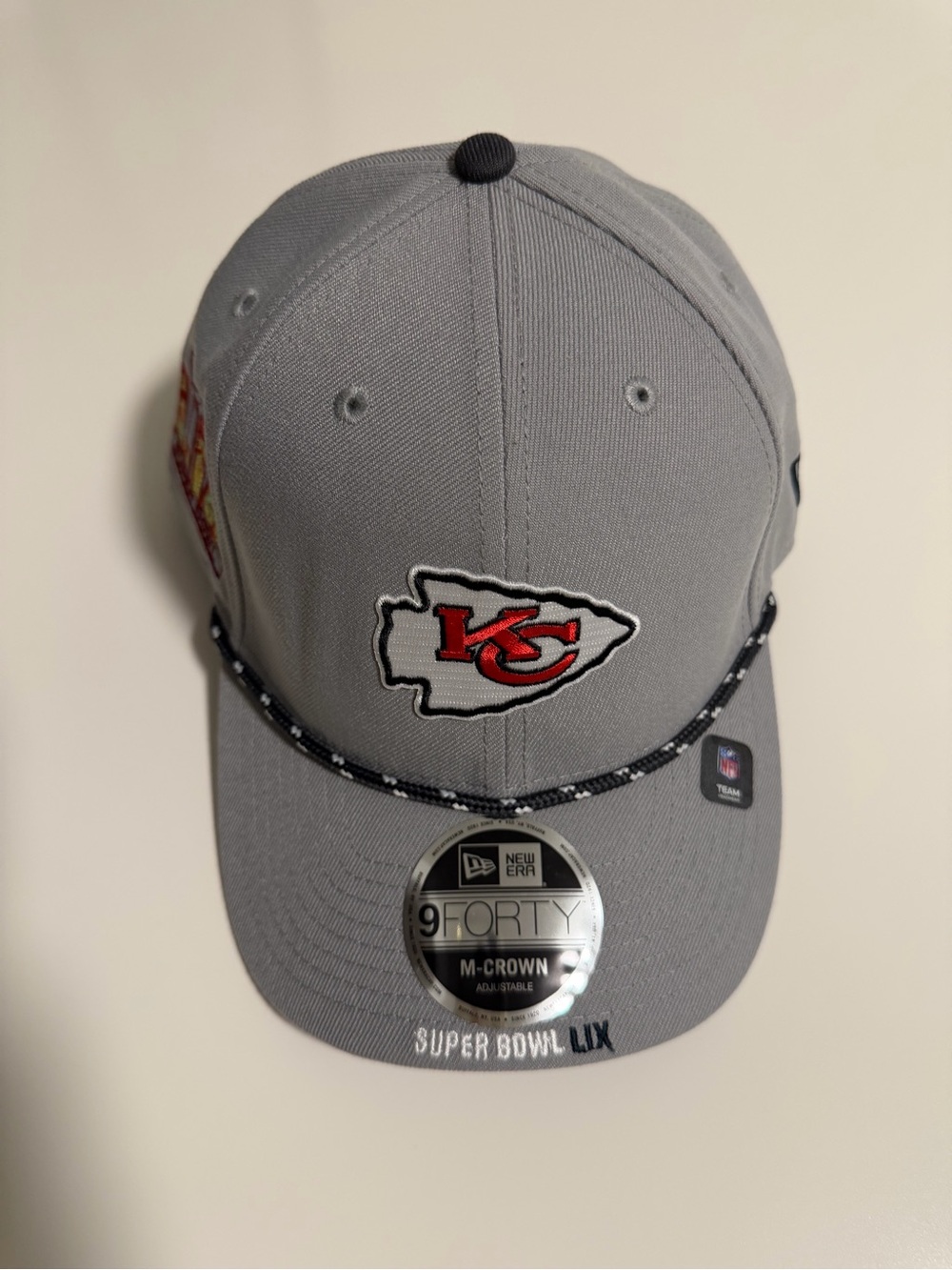 New Era Gray Kansas City Chiefs Super Bowl LIX 9FORTY Adjustable Hat